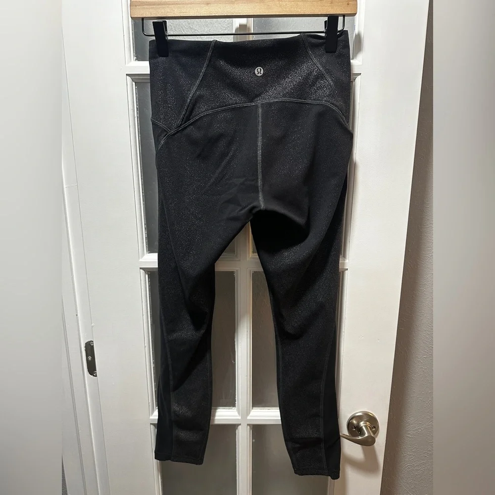 Lululemon Train Times 7/8 Pan: Luminosity Foil Print Black Silver / Black - Picture 9 of 11